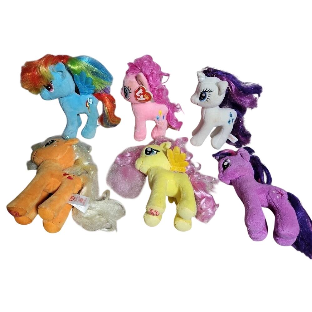 MY LITTLE PONY TY SOFT PLUSH LOT HASBRO RAINBOW DASH TWILIGHT SPARKLE FLUTTERSHY
